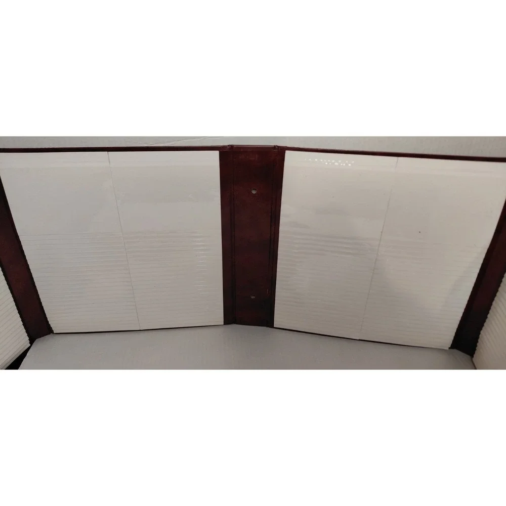 VTG Faux Leather Gold Maroon Fold Out Photo Card Collection Album Clear Sleeves